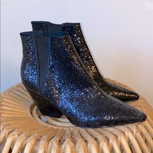 Black glitter booties